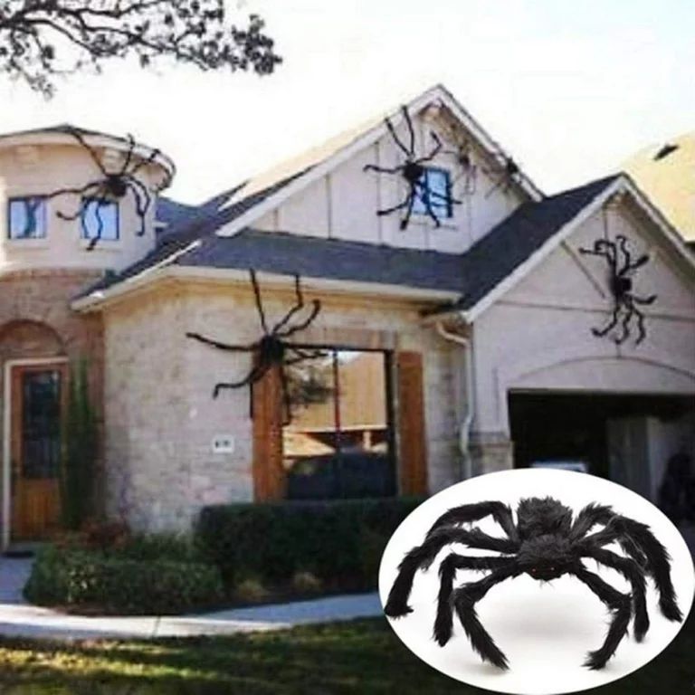 Halloween Giant Spider Decorations, Large Fake Spider with Straps Hairy Backpack Spider Realistic... | Walmart (US)