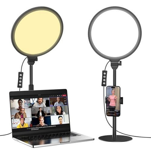 Anautin 10.5in LED Desk Ring Light, Video Conference Lighting for Zoom Meeting/Video Calls, Live Stream, Home Office, Computer Lighting for Webcam, Online Classes, Professional Streaming | Amazon (US)