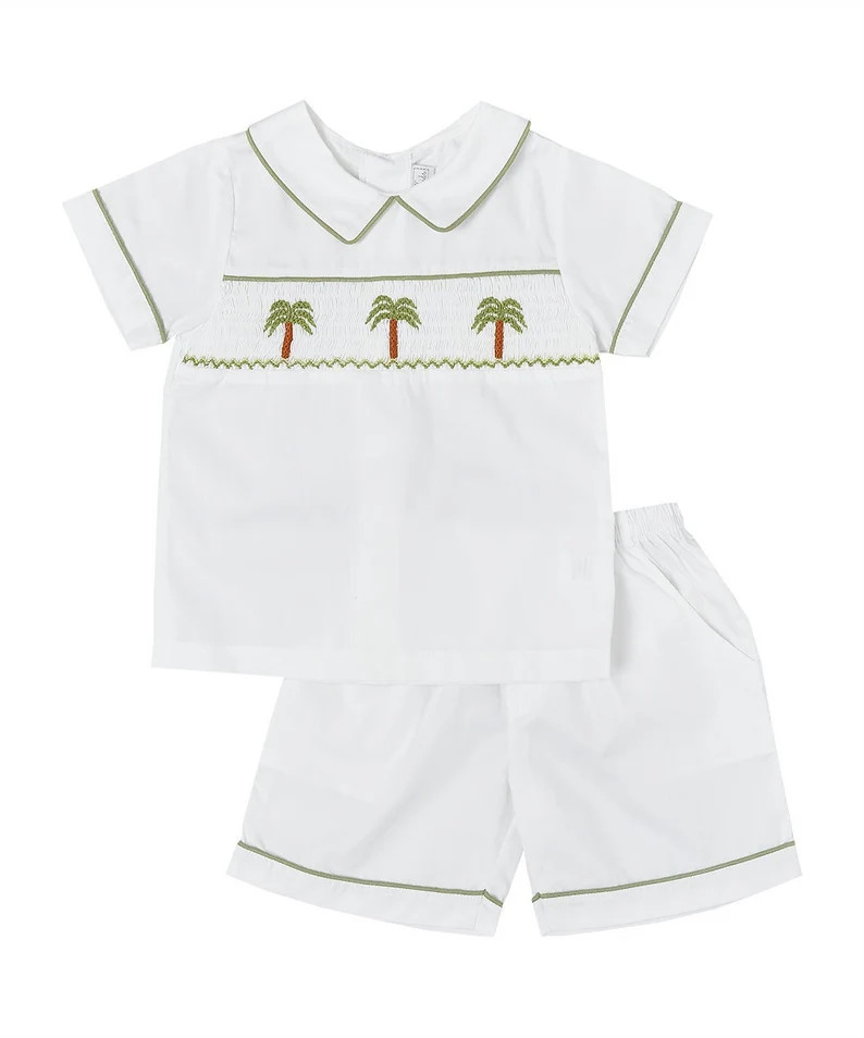 Palm Tree Smocked Shirt + Shorts | Etsy (US)