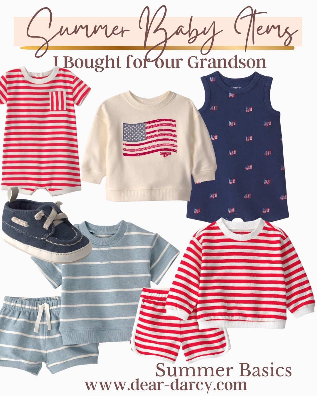 Summer Baby boy outfits
I purchased for my grandbaby

Patriotic flag sweater 
Flag romper 
Stripe short sets 
Dick shoes 

So cute and great gift ideas too


#LTKBaby #LTKSaleAlert #LTKKids