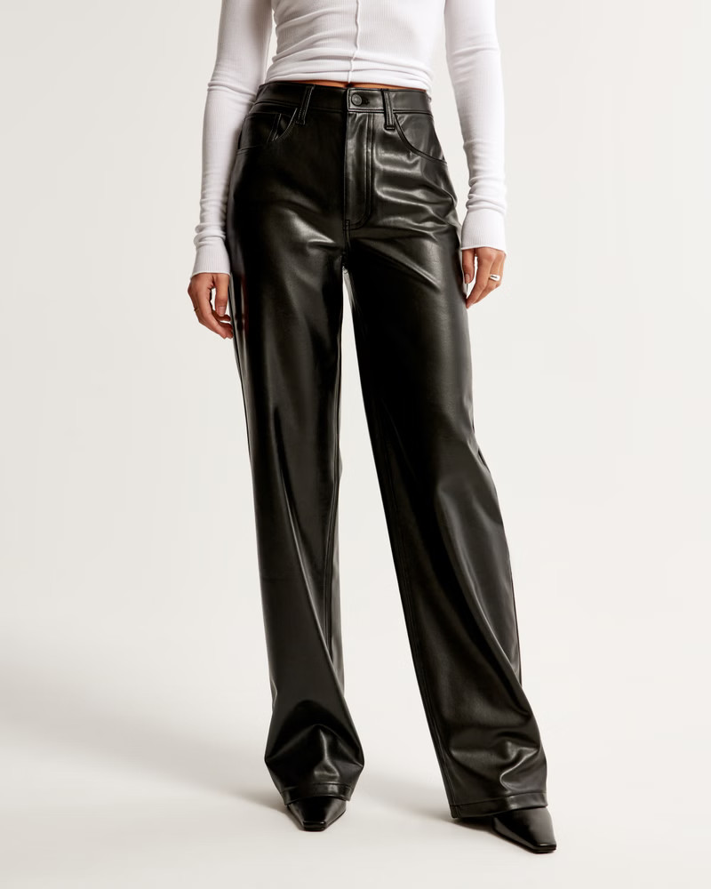 Vegan Leather High Rise Loose Pant | Abercrombie & Fitch (US)