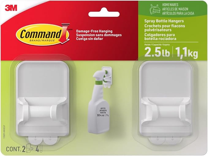 Command Spray Bottle Hangers, Holds up to 32 fl oz, 2 Hangers with 4 Strips, Damage-Free Spray Bo... | Amazon (US)