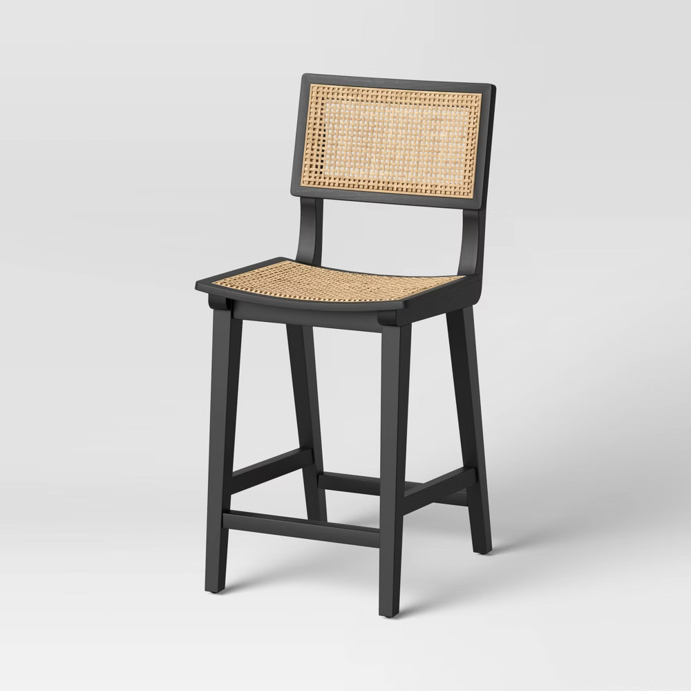 Tormod Backed Cane Counter Height Barstool Black/Natural - Project 62 | Target
