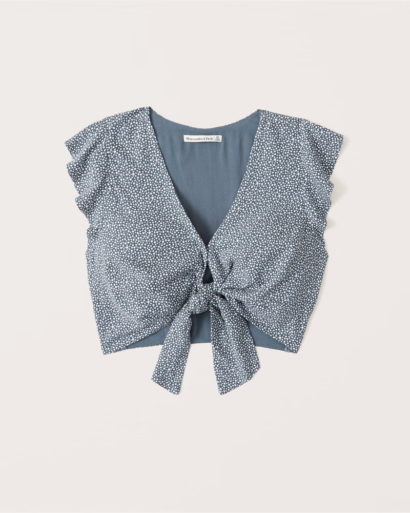 Flutter Sleeve Tie-Front Top | Abercrombie & Fitch (US)