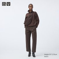 Uniqlo - Cotton Pleated Trousers - Brown - 32inch | UNIQLO (UK)