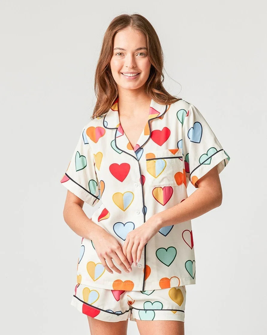 Amour Pajama Shorts Set | Colorful Prints, Wallpaper, Pajamas, Home Decor, & More | Katie Kime Inc