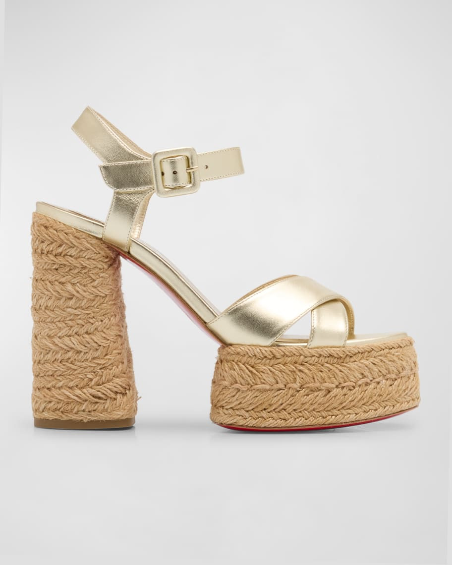 Christian Louboutin Super Calakala Metallic Red Sole Platform Espadrilles | Neiman Marcus