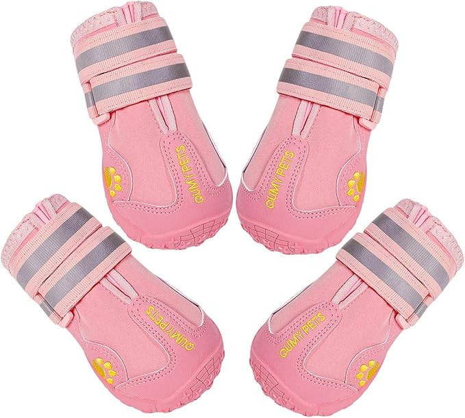 QUMY Dog Boots Waterproof Shoes for Dogs with Reflective Strips Rugged Anti-Slip Sole 4PCS/Set | Amazon (US)
