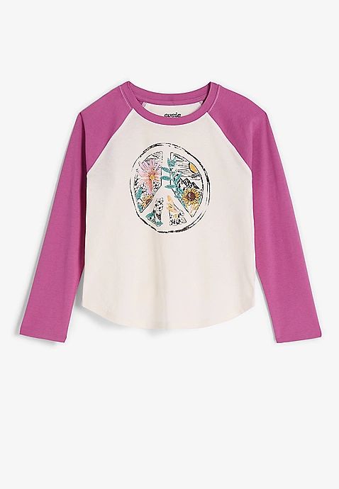 Girls Floral Peace Sign Graphic Tee | Maurices