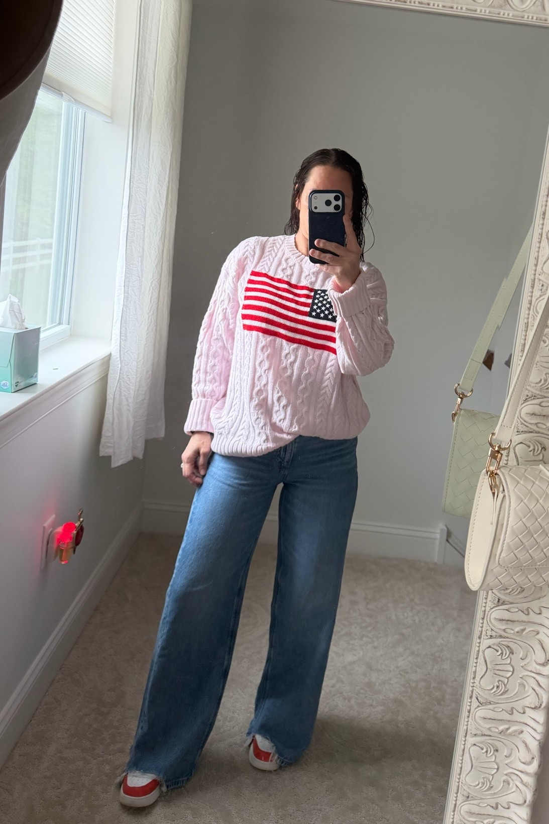 Soft girl Americana 🇺🇸💕 This pink flag sweater is giving cozy, cute, and effortless all in one. Paired it with relaxed denim and sneakers for the perfect casual summer look.

#LTKStyle #LTKFinds #AmericanStyle #CasualOutfit #WideLegJeans #CozyStyle #EverydayFashion #PinkSweater #PatrioticStyle #WeekendStyle

#LTKPetite #LTKMothersDay #LTKootd