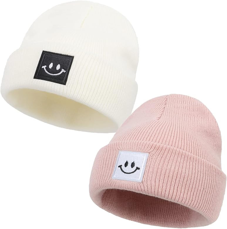 DANMY Baby Beanie Hat,Newborn Toddler Winter Warm Knit Hat with Smile face,Kids Soft Beanie Cap (... | Amazon (US)