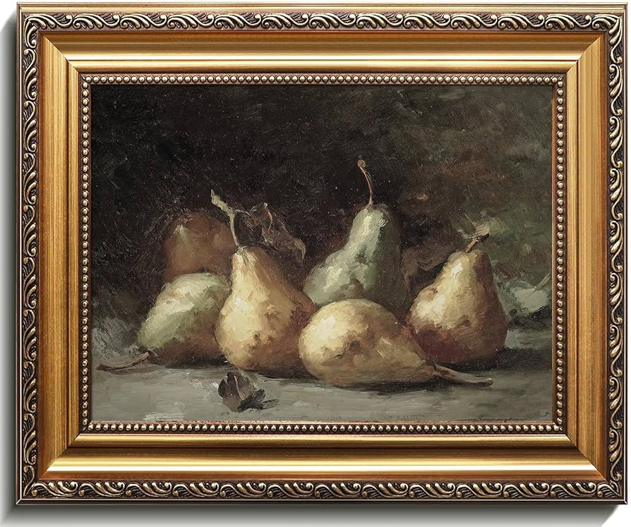 uniro Vintage Gold Framed Wall Art, Vintage Pears Still Life Canvas Art Prints Painting, Antique ... | Amazon (US)