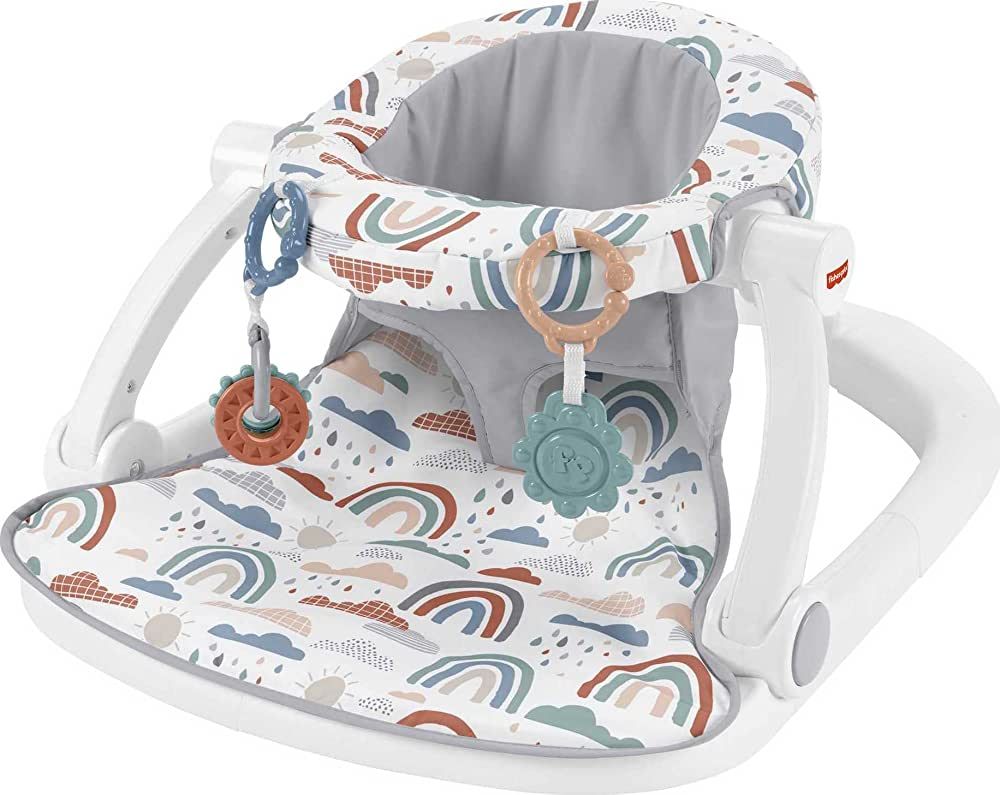 Fisher-Price Portable Baby Chair Sit-Me-Up Floor Seat with 2 Developmental Toys, Rainbow Showers | Amazon (US)