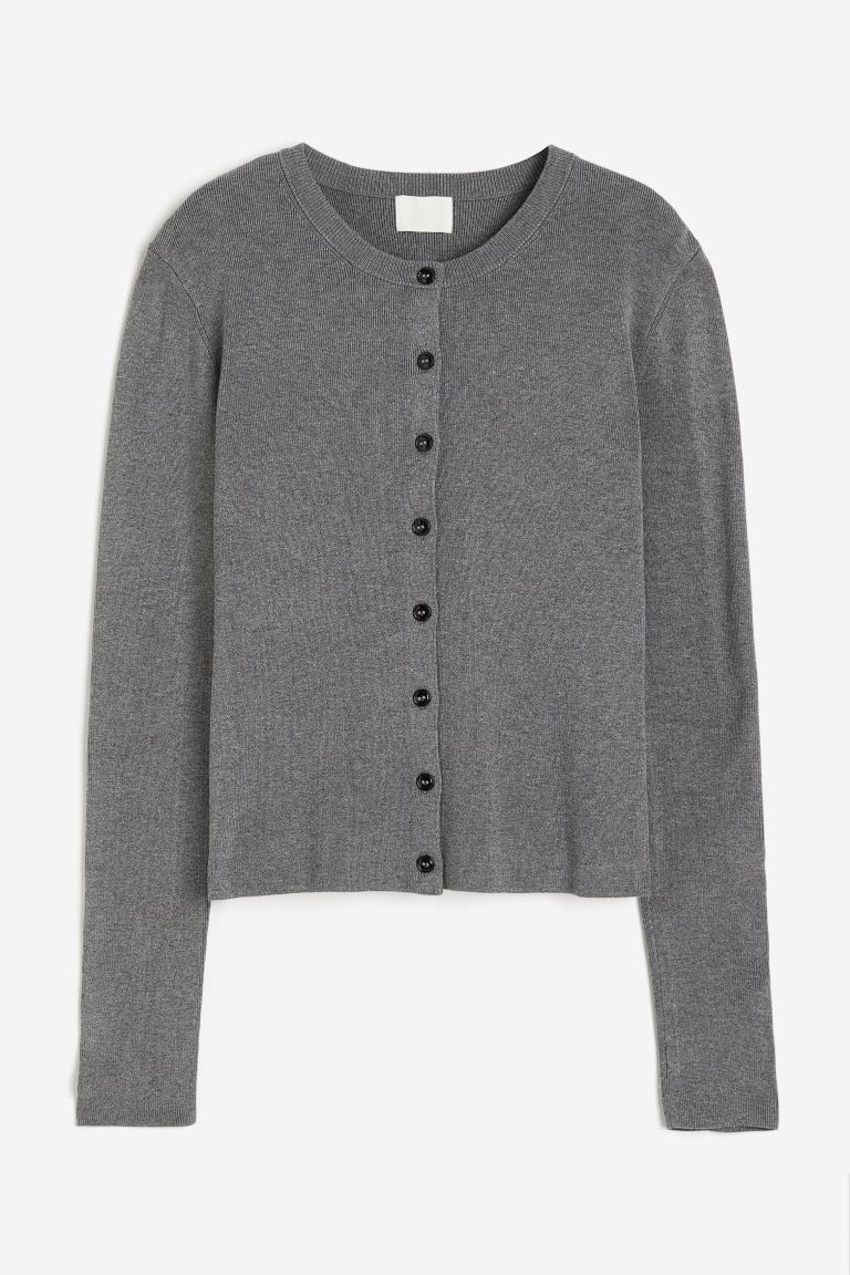 Fine-knit Cardigan - Gray melange - Ladies | H&M US | H&M (US + CA)