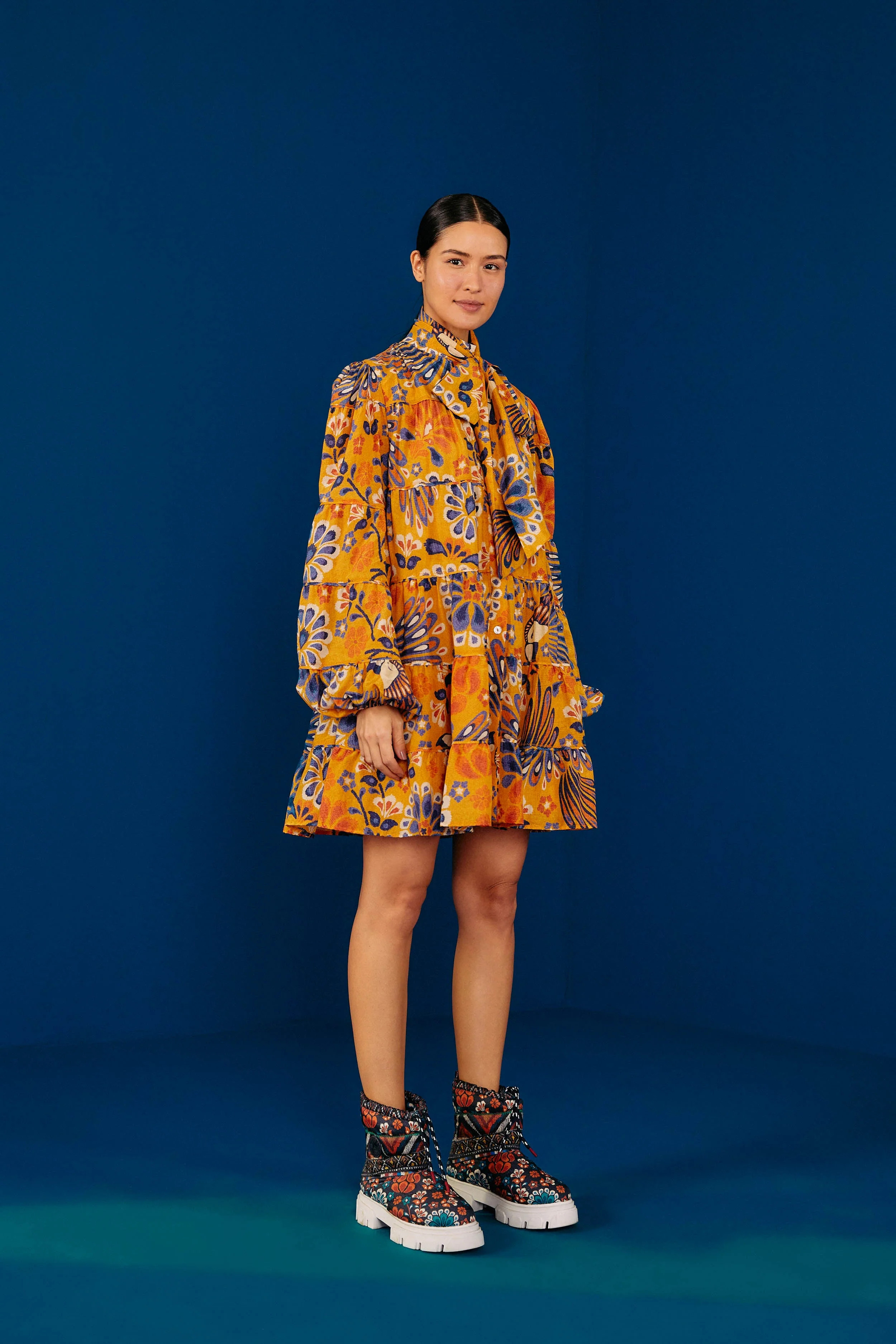 Yellow Pineapple Flowers Mini Dress | FarmRio (US)