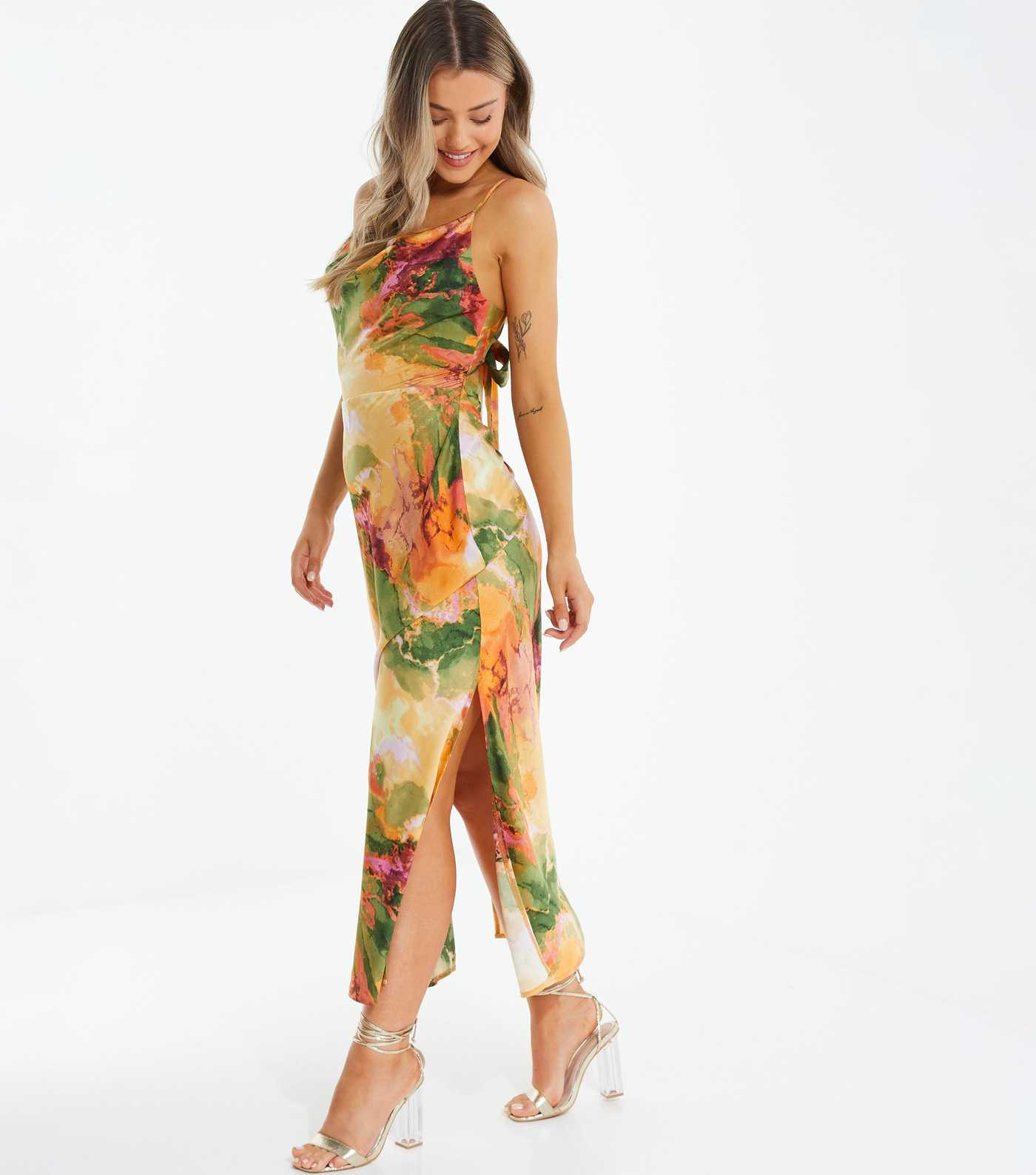 QUIZ Petite Multicoloured Marble Print Split Hem Midaxi Dress
						
						Add to Saved Items
			... | New Look (UK)