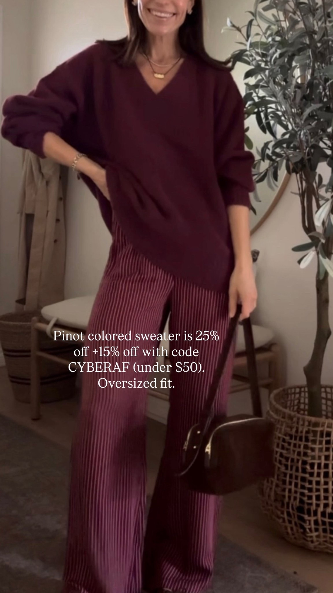 Cyber sale on this beautiful Pinot colored sweater…. Oversized fit. 

#LTKOver40 #LTKPetite