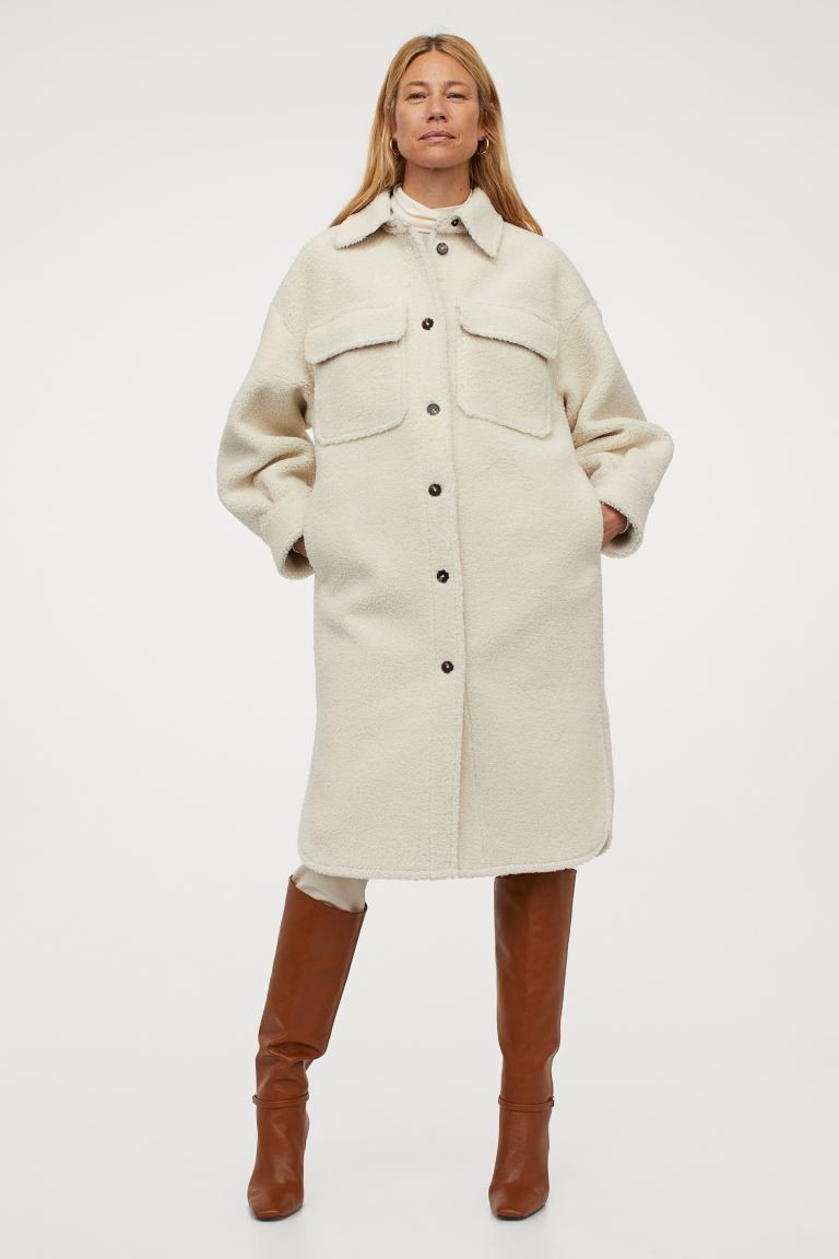 Long Faux Shearling Shacket | H&M (US + CA)