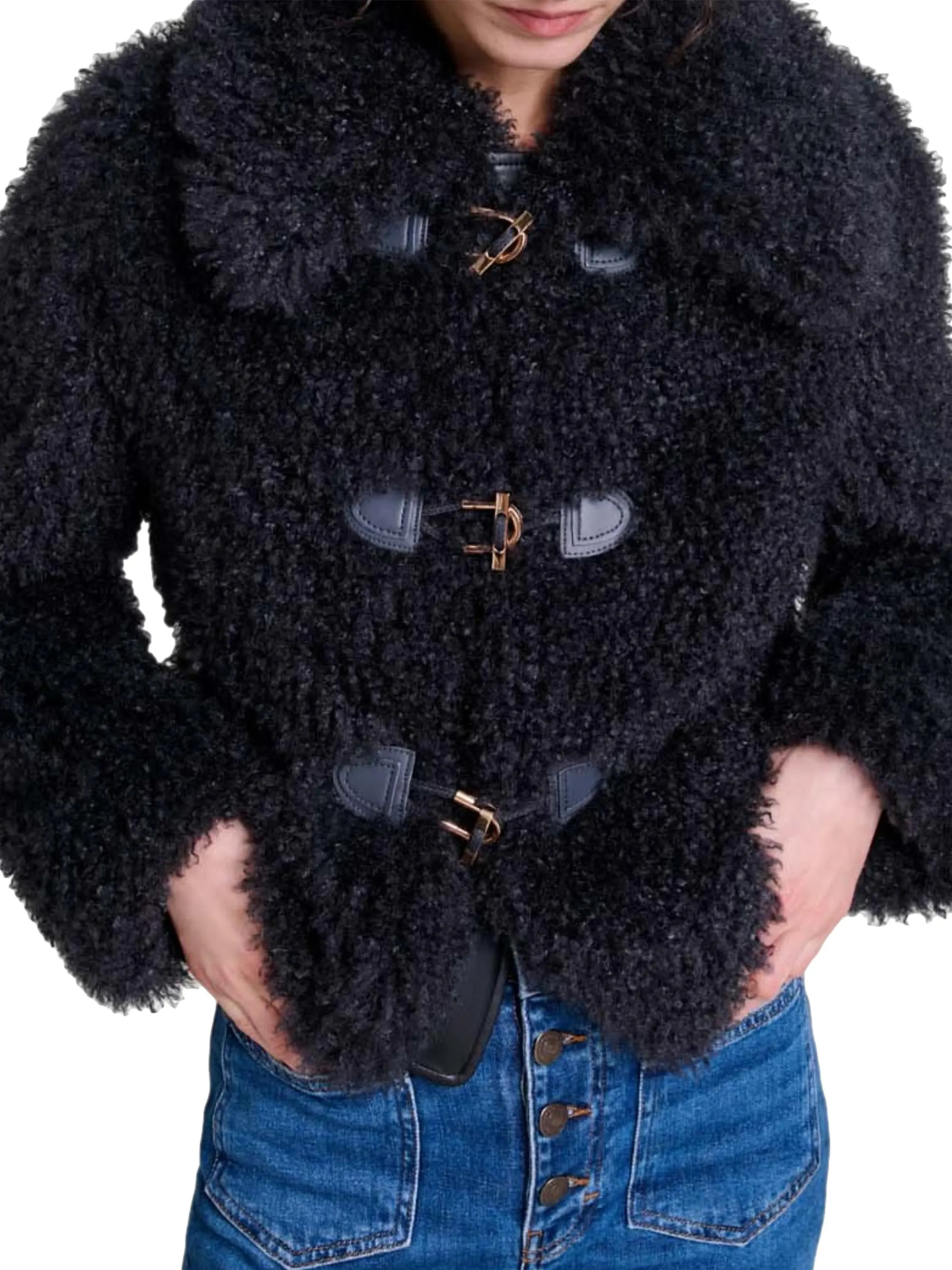 Shop Maje Short Curly Coat | Saks Fifth Avenue | Saks Fifth Avenue