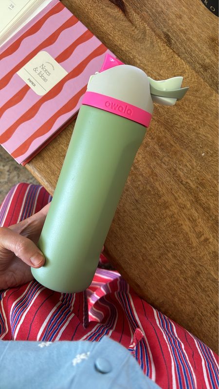 Favorite water bottle especially for a pool or beach day! You can just throw it in your bag and it won’t leak! It also has a straw! 