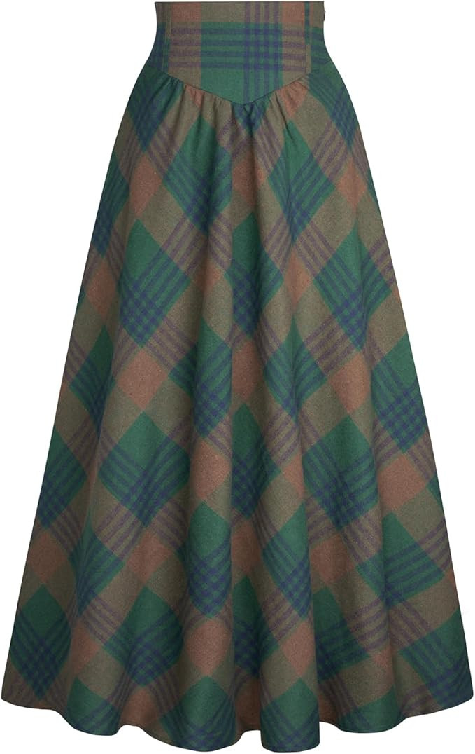 Scarlet Darkness Victorian Skirts for Women Plaid Maxi High Waist Long Skirt | Amazon (US)