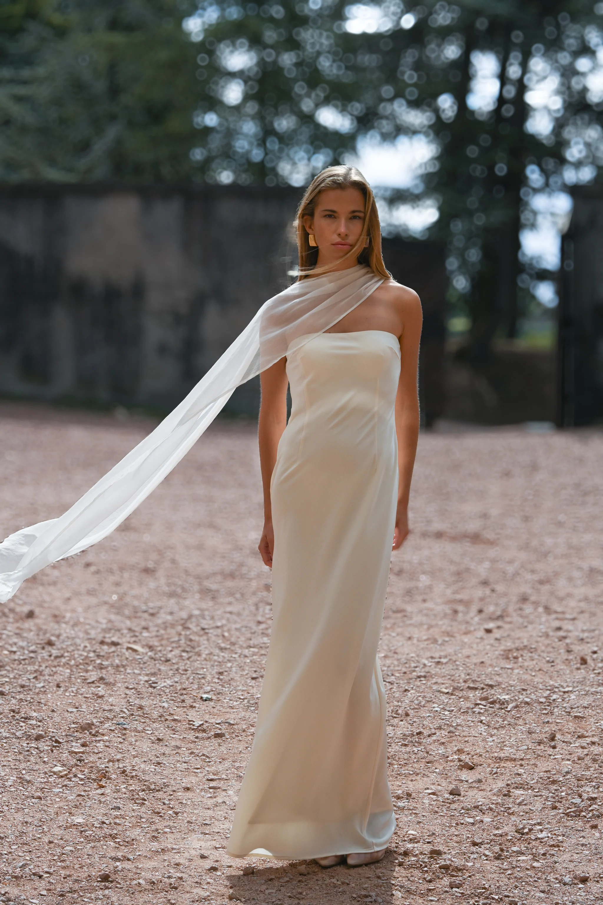 Vitoria Cape Dress — Ivory | Yellow The Label