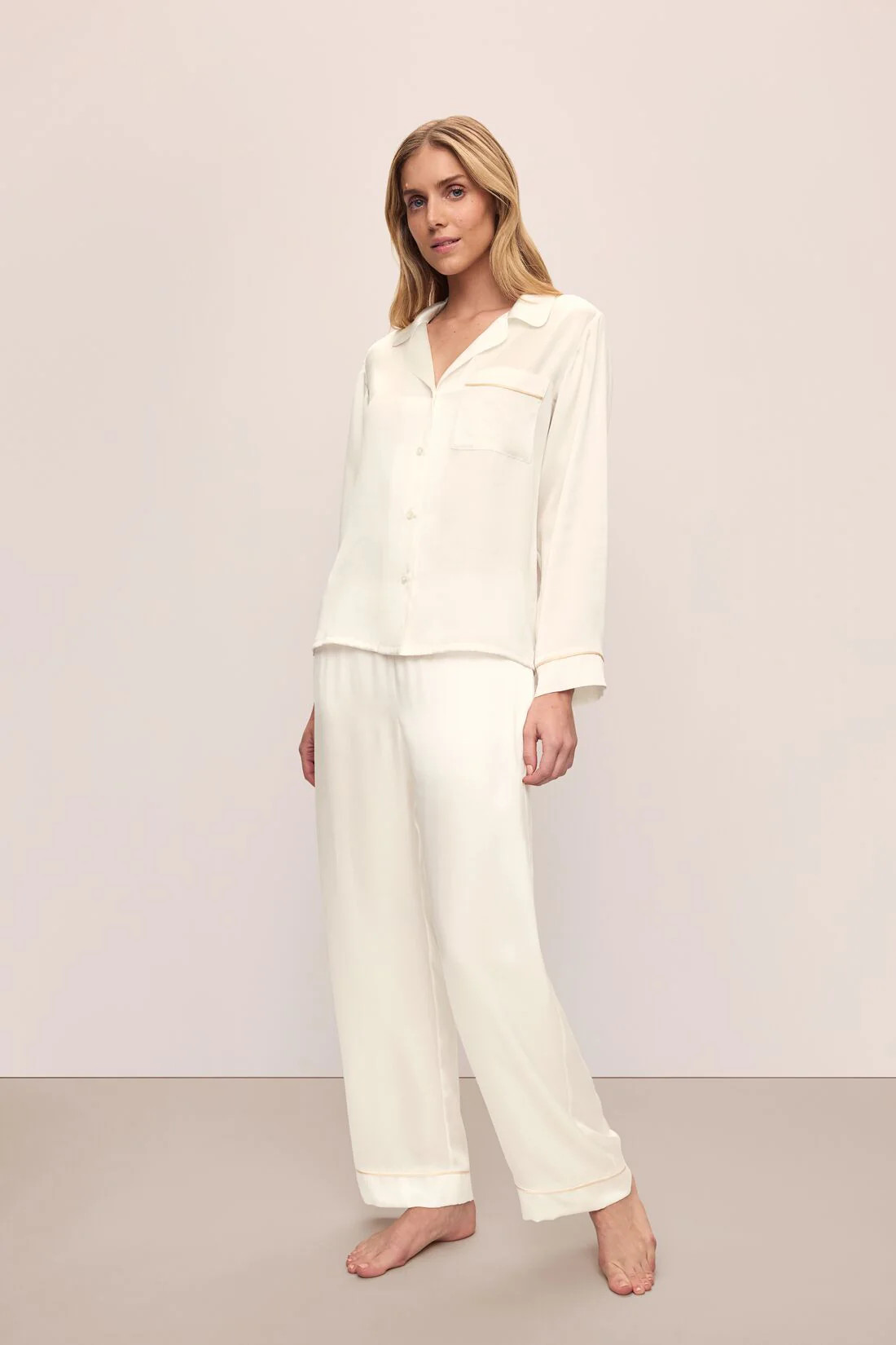 Inez Washable Silk Long PJ Set | Eberjey