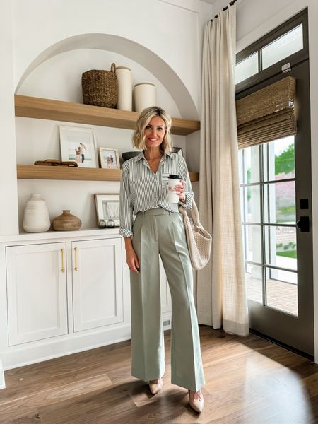 Loving this color green for spring! Such a cute outfit for work! Wearing XS/25!

Loverly Grey, spring workwear, tailored pants 

#LTKworkwear #LTKSeasonal #LTKstyletip