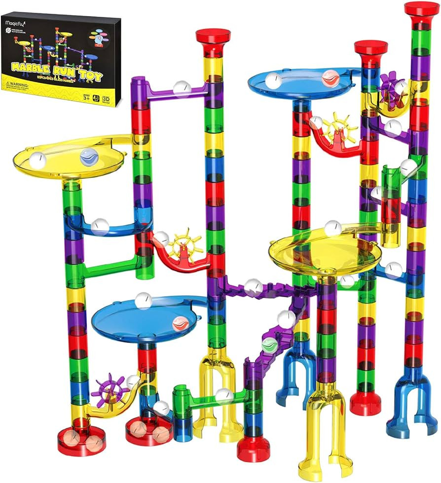 Magicfly Marble Run Set, 127 Pcs Marble Race Track for Kids with Glass Marbles Upgrade Marble Wor... | Amazon (US)