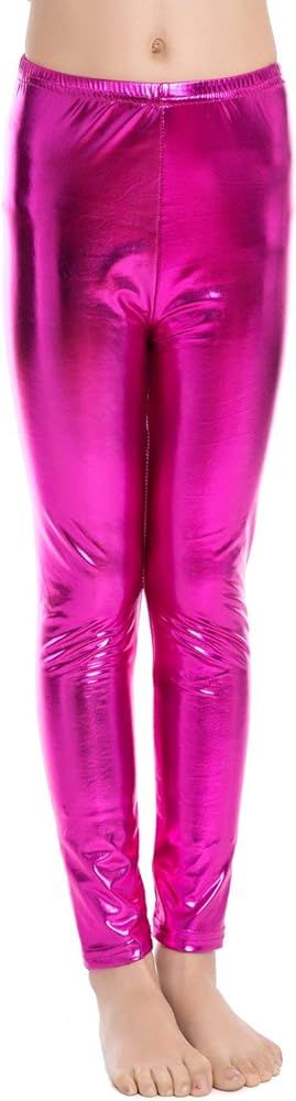 Little Girls' Metallic Color Shiny Stretch Leggings | Amazon (US)