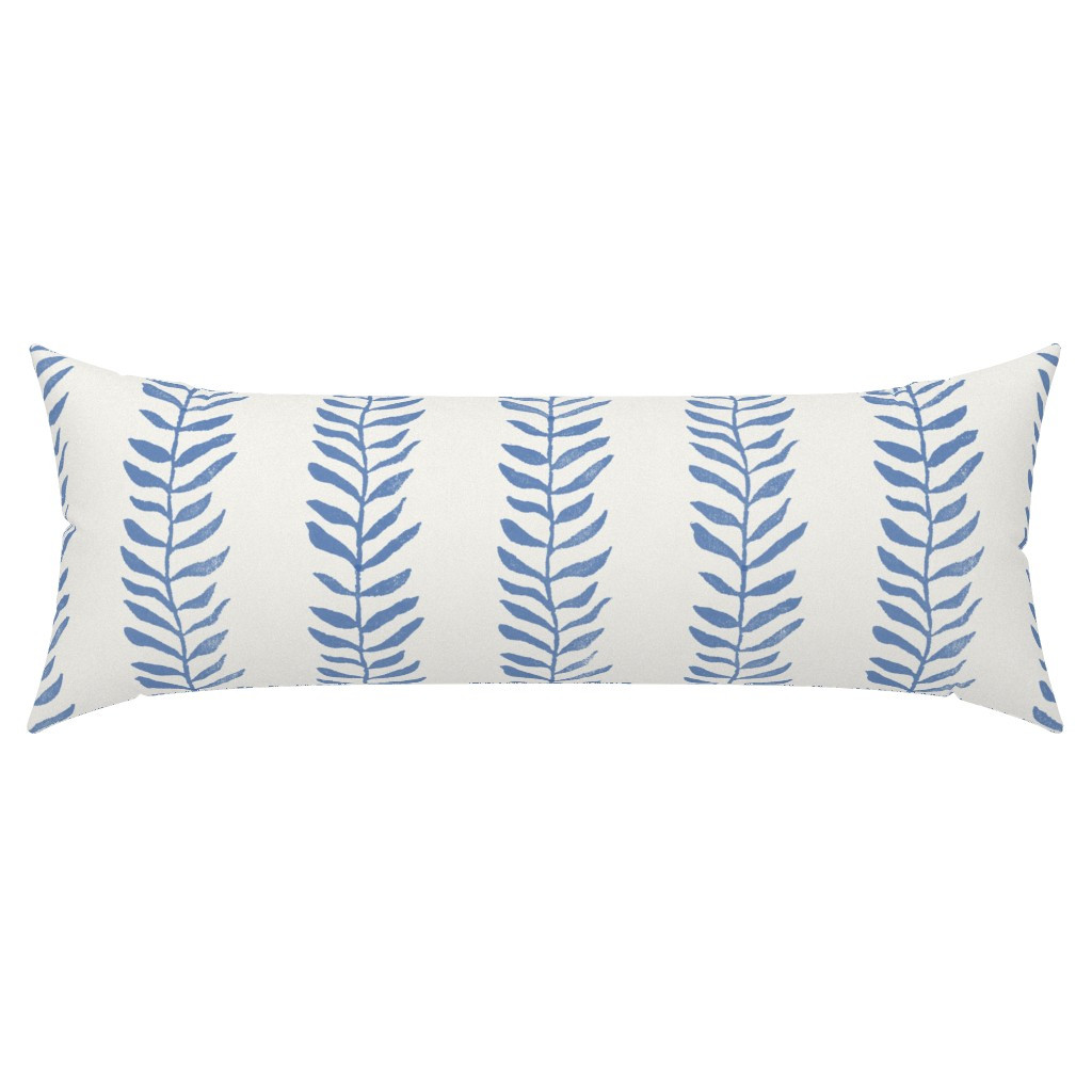 Botanical Block Print Indigo Blue on Cream (xxl scale) Leaf from original Throw Pillow | Spoonflo... | Spoonflower