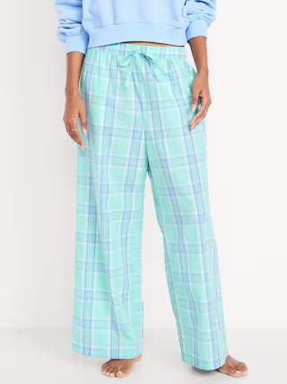 Poplin Wide-Leg Pajama Pants | Old Navy (US)