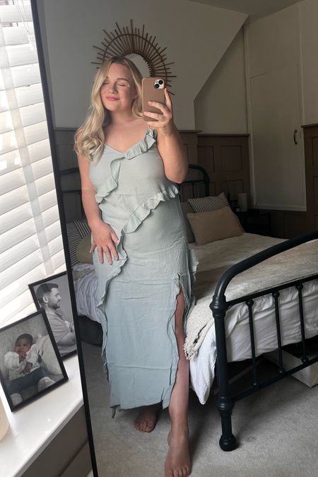 This really gives bohemian dressing a name. The pale blue compliments a blonde very well,the frills make it romantic and the side slit is a great height. perfect for a wedding guest dress 🥰

#LTKstyletip #LTKfit #LTKcurves