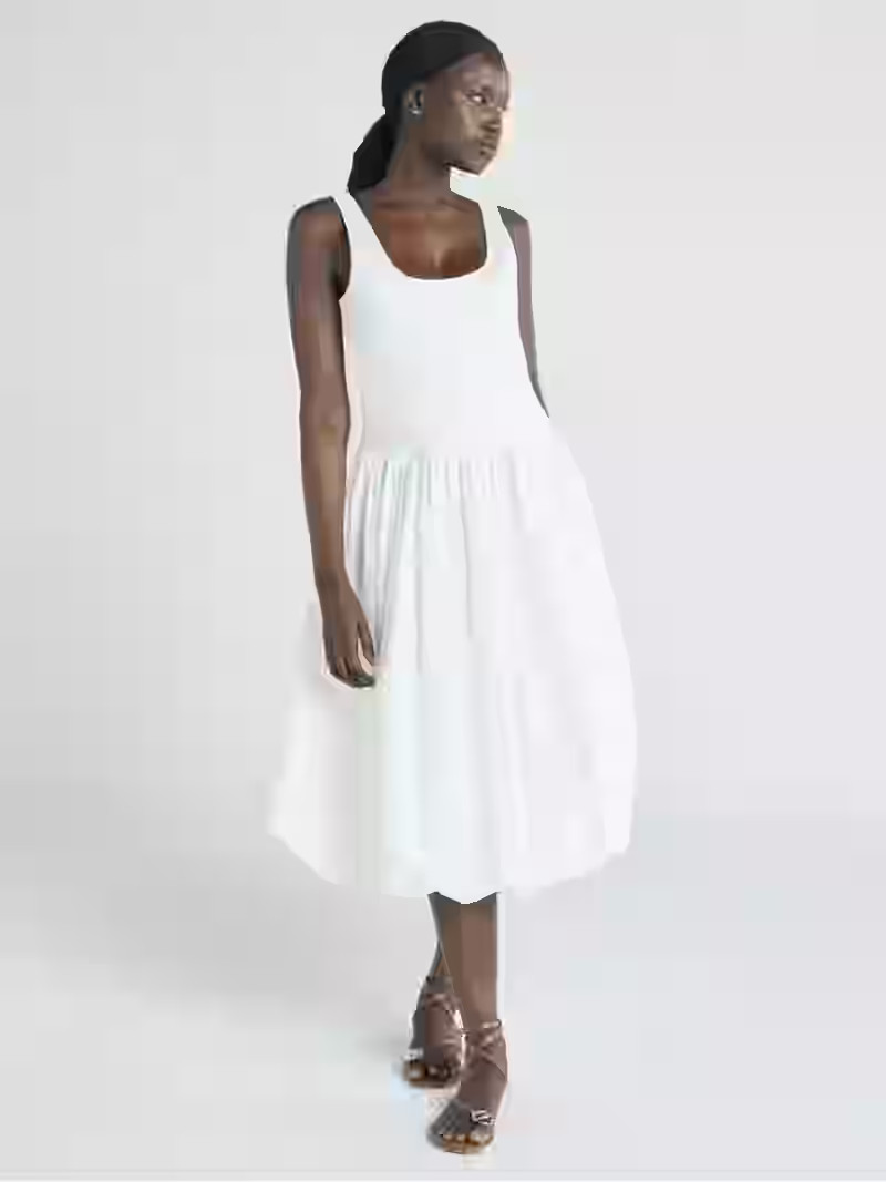 Scoop Women’s and Women's Plus Mixed Media Bubble Hem Midi Dress, Sizes XS-4X | Walmart (US)