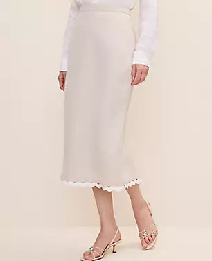 Midi Skirt in Linen Blend | Ann Taylor