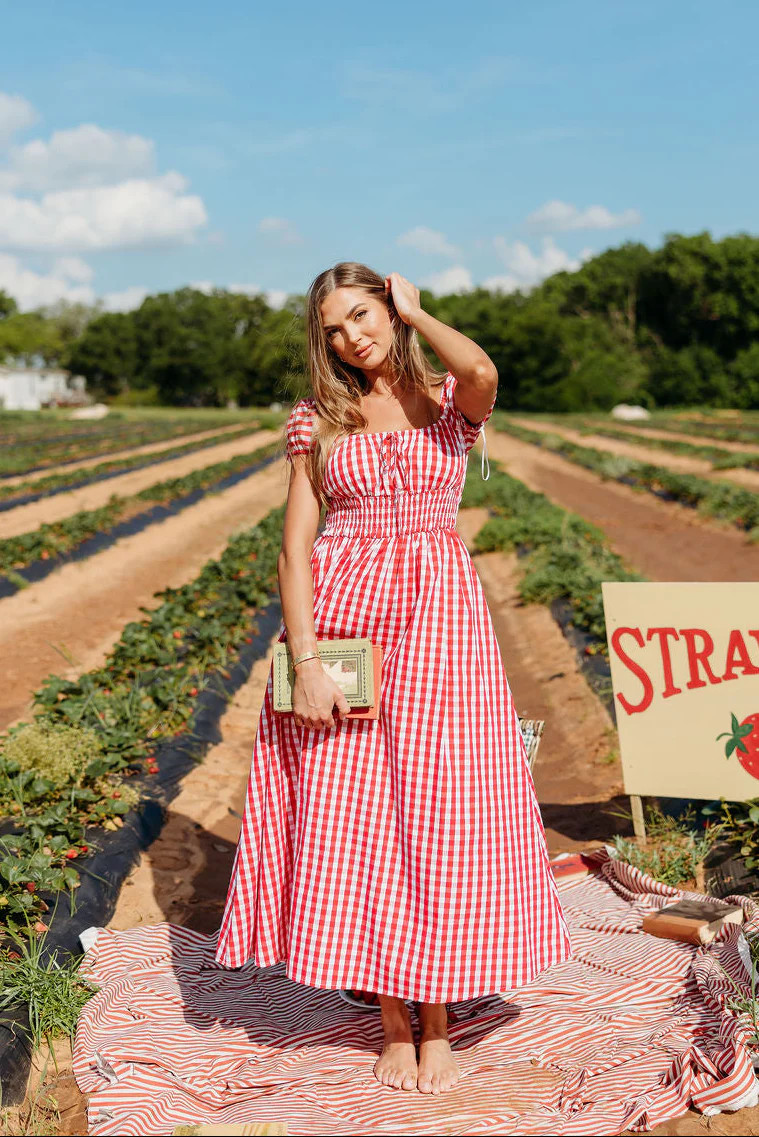 Corey 100% Cotton Dress in Red | Worth Collective