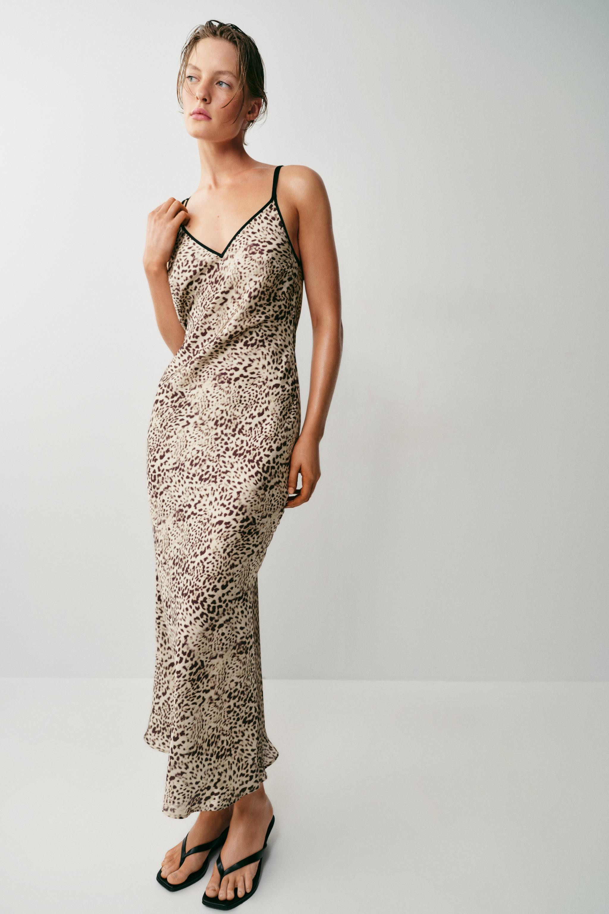 ANIMAL PRINT SATIN MIDI DRESS | Zara UK