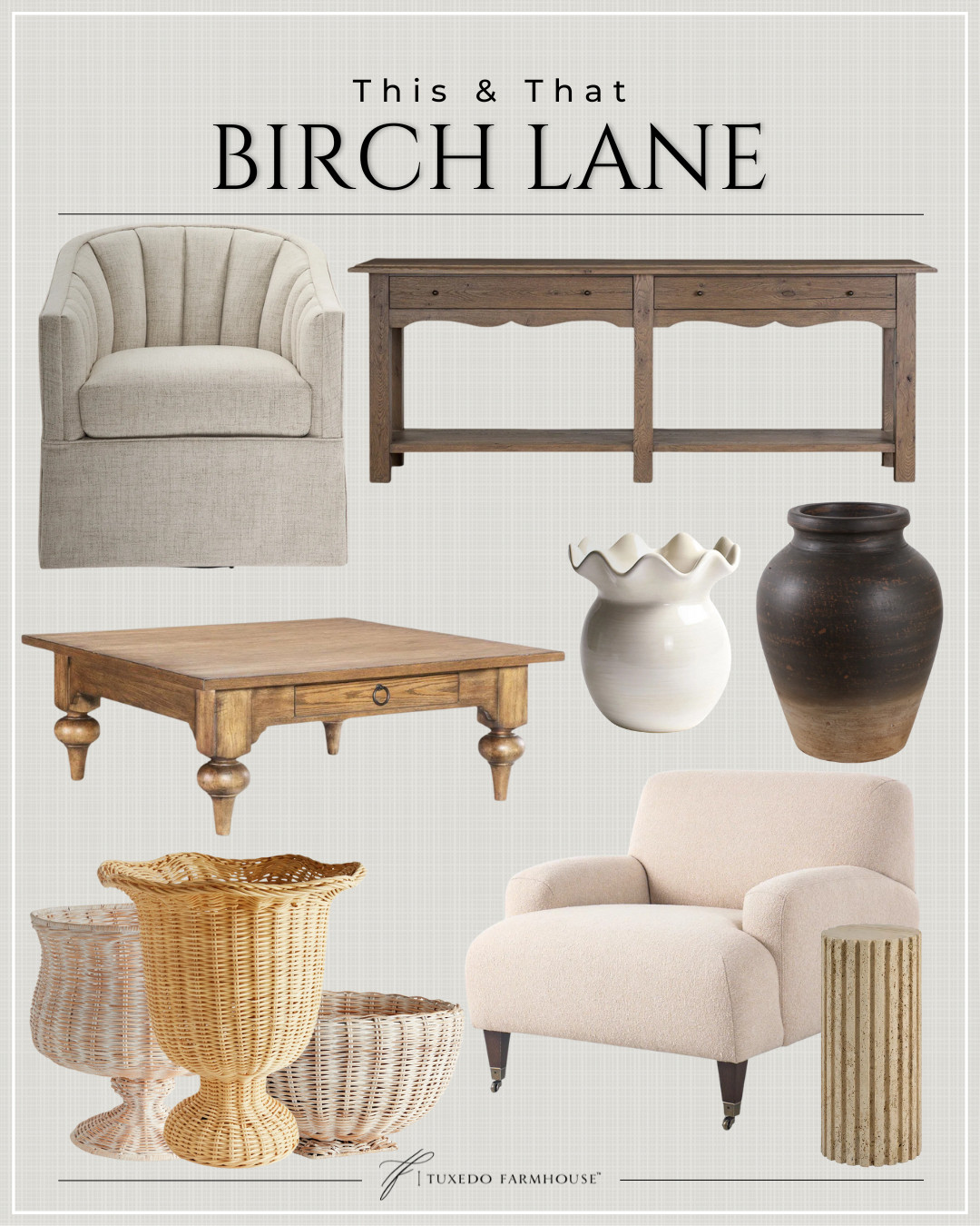 This & That - Birch Lane

Fabulous home neutrals to refresh your space!

Seasonal, home decor,winter, accent chairs, rugs, wall art, frames, pillows, lamps, baskets, candles, books, coffee tables, ottomans, trays, bowls, consoles, accent tables
 

 #LTKSeasonal #LTKHome #LTKFindsUnder100