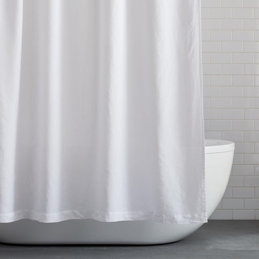 European Flax Linen Shower Curtain, White, 72&amp;quot;x74&amp;quot; | West Elm (US)