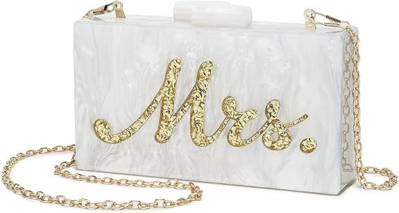 Bride Purse Acrylic Mrs Clutch For Women Bride Bridemaid Stylish Evening Handbag for Wedding Part... | Amazon (US)