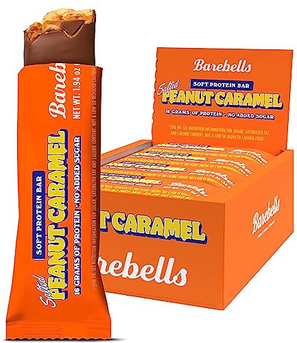 Barebells Soft Protein Bars Salted Peanut Caramel - 12 Count, 1.9oz Bars - Protein Snacks with 16g of High Protein - Chocolate Protein Bar with 2g of Total Sugars - Soft Protein Snack & Breakfast Bars | Amazon (US)