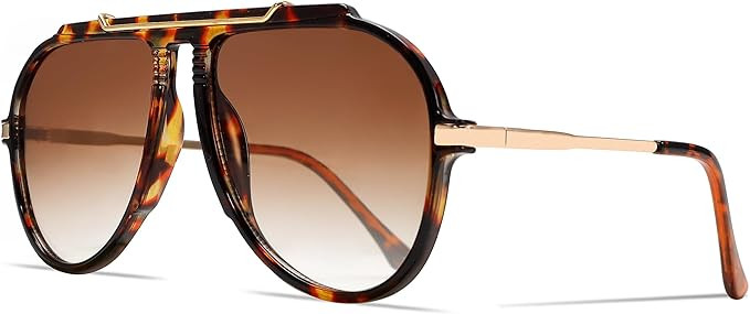 Oversized Aviator Sunglasses for Women Men 70s Retro Gold Metal Sun Glasses Tangle Free Square Av... | Amazon (US)