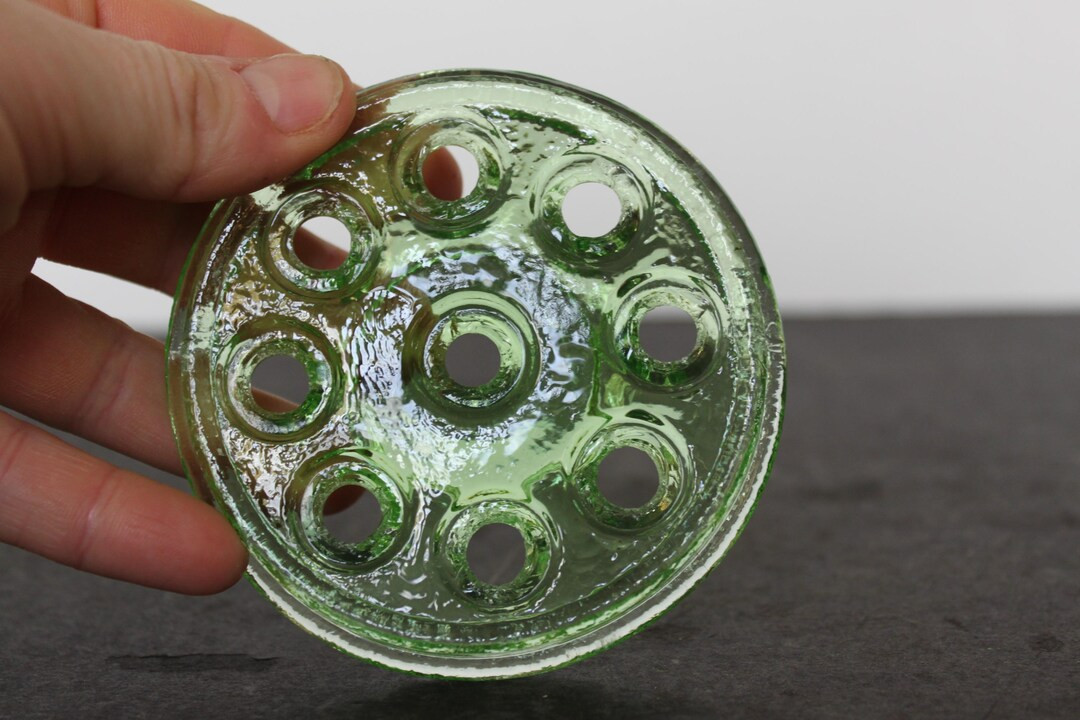 Vintage Green Depression Glass Flower Frog. 9 Holes, Grandmacore Mantel Decor, Flower Arrangement... | Etsy (US)