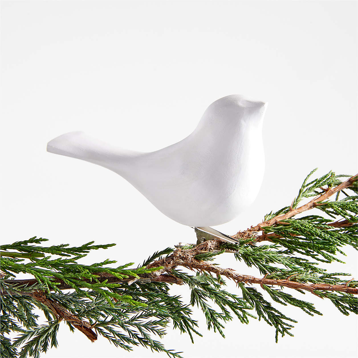 Hand-Carved White Wood Bird Christmas Tree Ornament Clip + Reviews | Crate & Barrel | Crate & Barrel