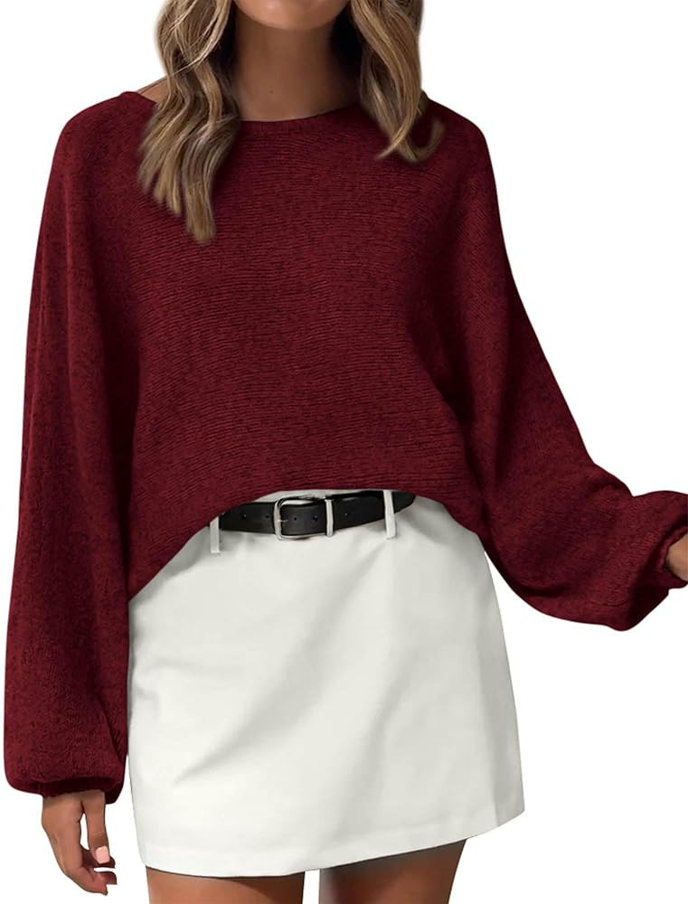 KIRUNDO Oversized Sweaters for Women Cozy Fall Fashion Boat Neck Batwing Sleeve Knit Pullover Swe... | Amazon (US)