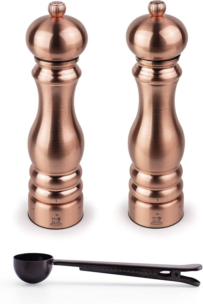 Peugeot Paris u'Select 6 Setting Manual Salt & Pepper Mill Set With Black Stainless Steel Spice S... | Amazon (US)