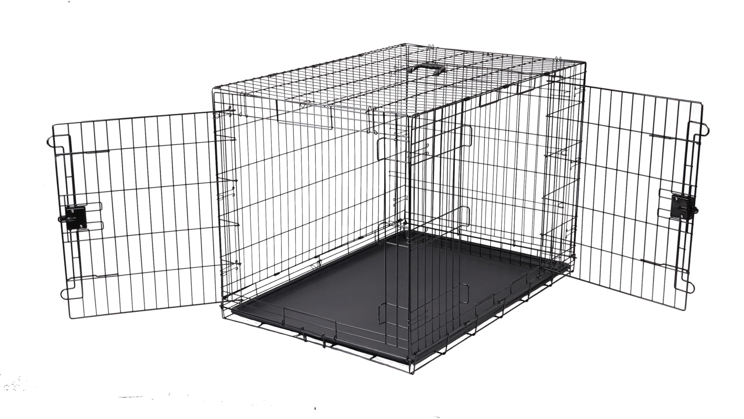 Amazon Basics Durable,Foldable Metal Wire Dog Crate with Tray, Double Door, 42 x 28 x 30 in, Blac... | Amazon (US)