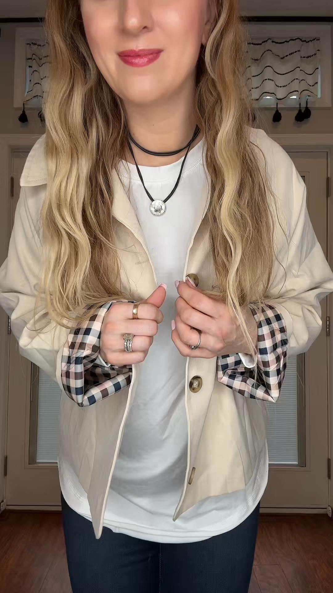 I love this classic cropped trench style. Wearing these light (tan, beige, khaki) depending what seller . Runs TTS. 

#LTKgrwm #LTKootd #LTKSeasonal