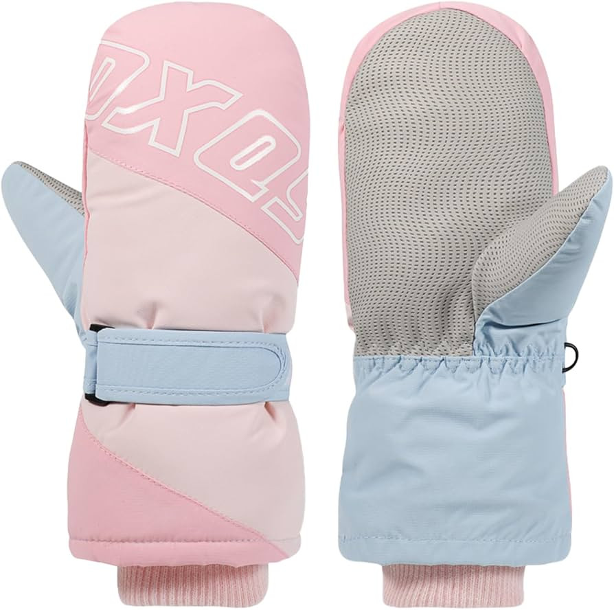 Kids Winter Ski Gloves Waterproof Snowboard Mittens Anti Slip Plush Thermal Warm Gloves for Child... | Amazon (UK)