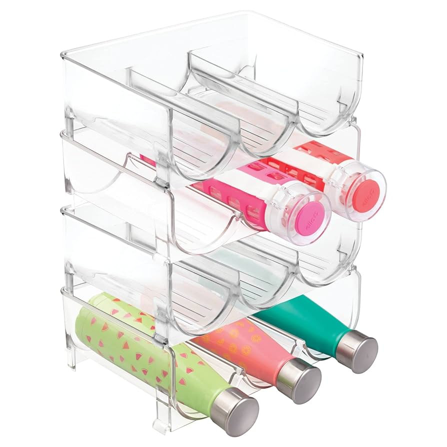 mDesign Plastic Free-Standing Stackable 3 Bottle Storage Holder Rack - Water, Wine, and Drink Org... | Amazon (US)